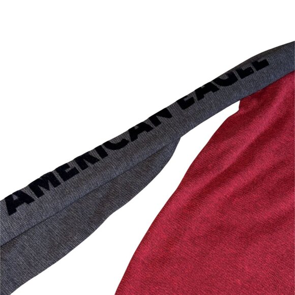 American Eagle Mens Waffle Knit Shirt-Red/Gray-Size Large-GUC - Picture 4 of 6